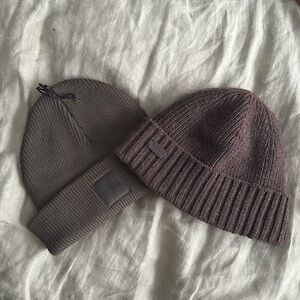 Two for one! 
Barbour - brown beanie 
Carhart - green beanie